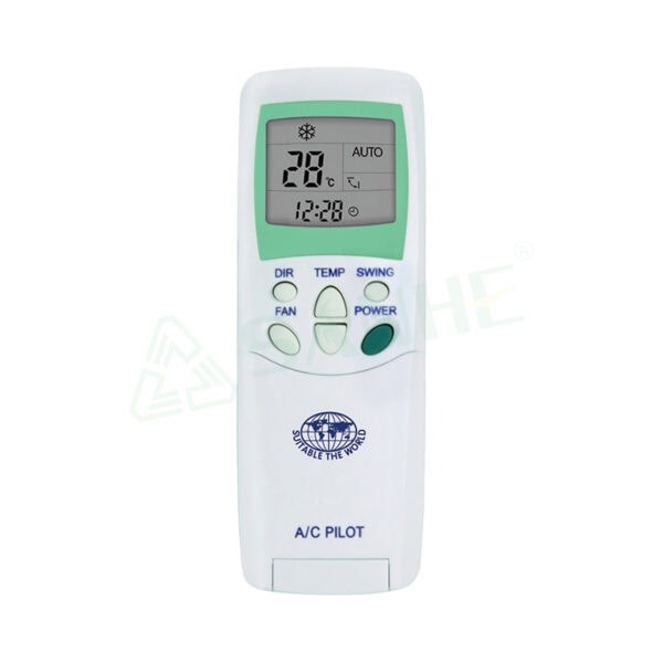 Wireless remote control for air conditioning units with LCD display and multiple control buttons.